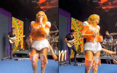Joelma para show e dá bronca após fã tocar seu corpo sem permissão