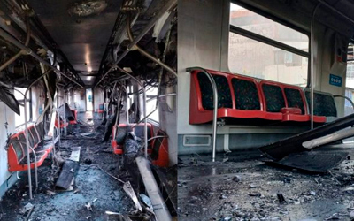 Veja como ficou o vagão de trem que explodiu e paralisou linhas em SP