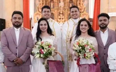 Irmãos gêmeos se casam com irmãs gêmeas em cerimônia com padres gêmeos na Índia